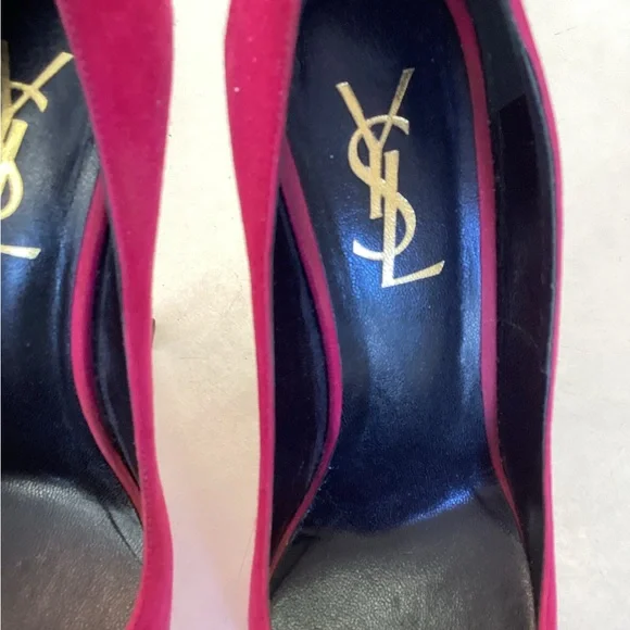 Saint Laurent Pink Suede and Patten Leather Heels - Picture 2 of 7